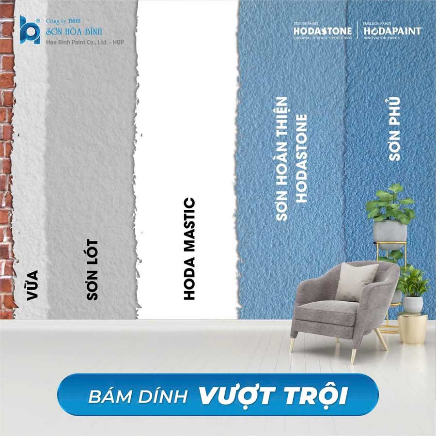bao bì sơn đá hòa bình chính hãng tương ứng với quy trình thi công